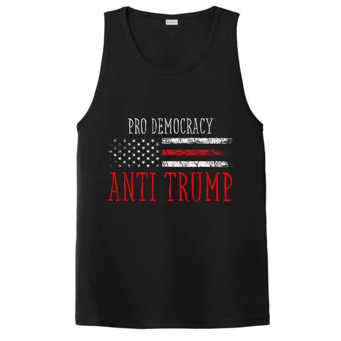 Pro Democracy Anti Trump Election 24 Vintage American Flag Performance Tank