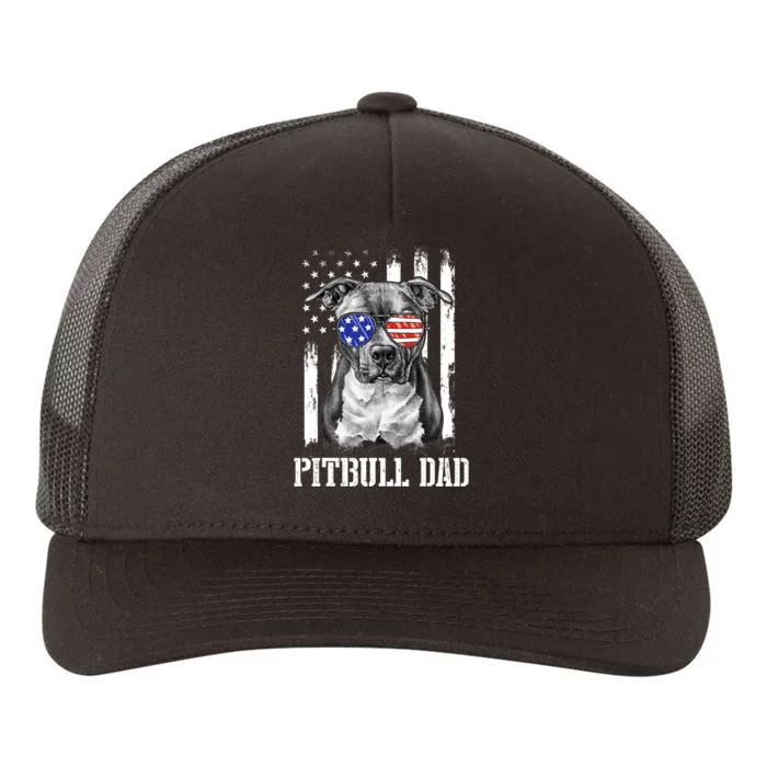 Pitbull Dad American Flag 4th Of July Dog Father's Days Yupoong Adult 5-Panel Trucker Hat