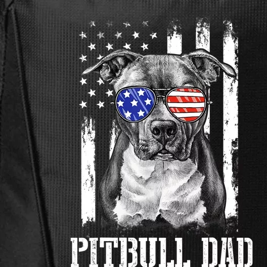 Pitbull Dad American Flag 4th Of July Dog Father's Days City Backpack