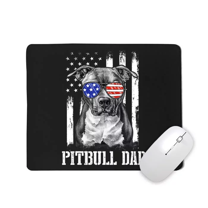 Pitbull Dad American Flag 4th Of July Dog Father's Days Mousepad