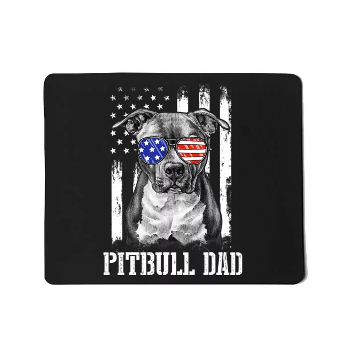 Pitbull Dad American Flag 4th Of July Dog Father's Days Mousepad