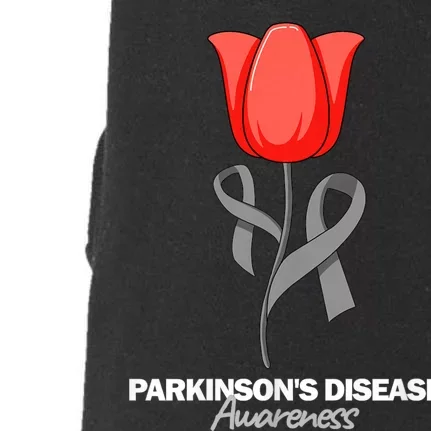 ParkinsonS Disease Awareness April Month Red Tulip Doggie 3-End Fleece Hoodie