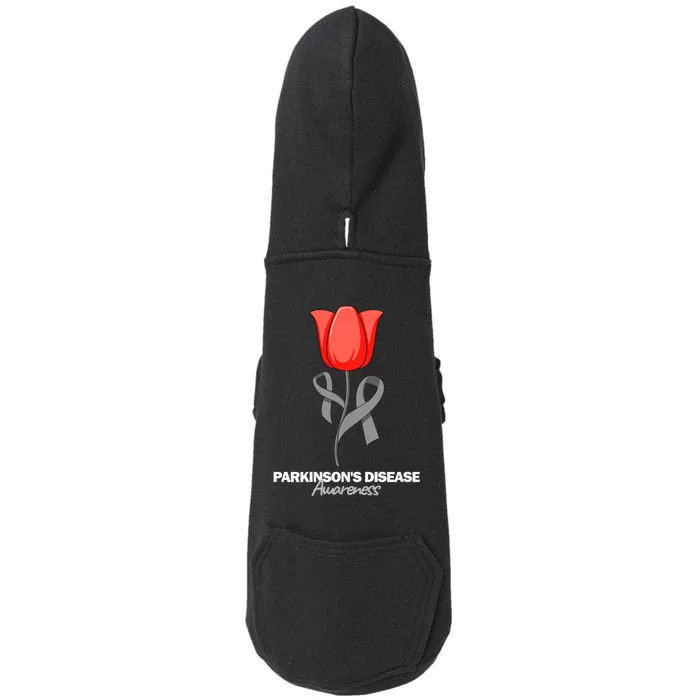 ParkinsonS Disease Awareness April Month Red Tulip Doggie 3-End Fleece Hoodie