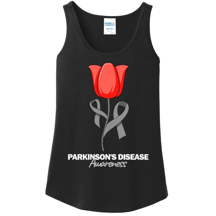 ParkinsonS Disease Awareness April Month Red Tulip Ladies Essential Tank