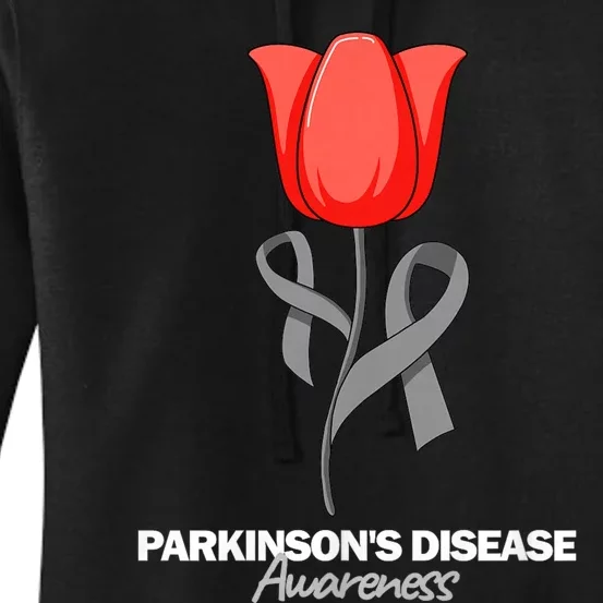 ParkinsonS Disease Awareness April Month Red Tulip Women's Pullover Hoodie