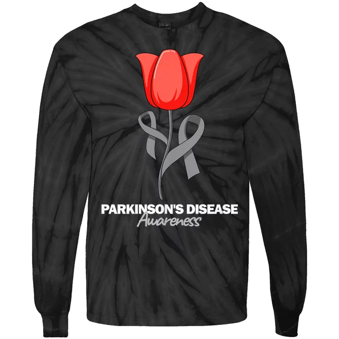 ParkinsonS Disease Awareness April Month Red Tulip Tie-Dye Long Sleeve Shirt