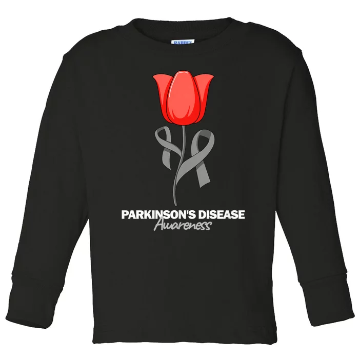 ParkinsonS Disease Awareness April Month Red Tulip Toddler Long Sleeve Shirt