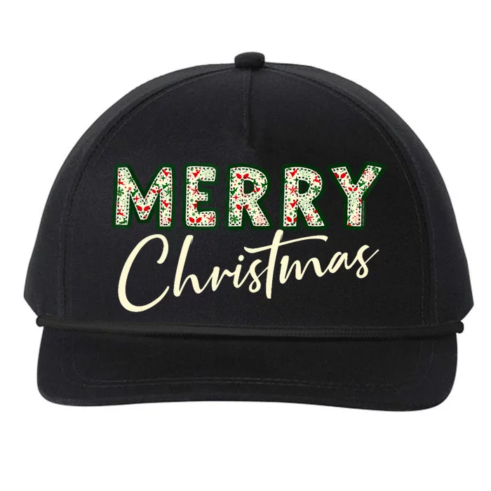 Pretty Decorative And Stylish Applique Style Merry Christmas Tank Top Snapback Five-Panel Rope Hat