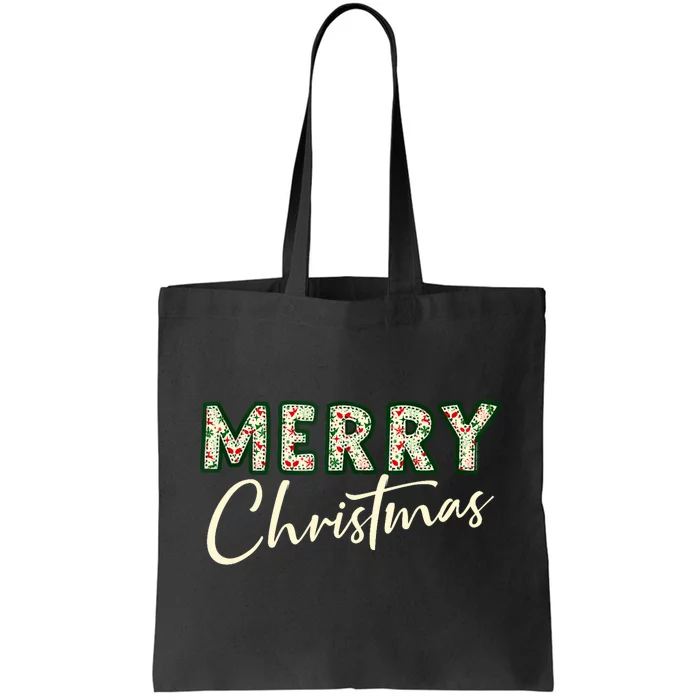 Pretty Decorative And Stylish Applique Style Merry Christmas Tank Top Tote Bag