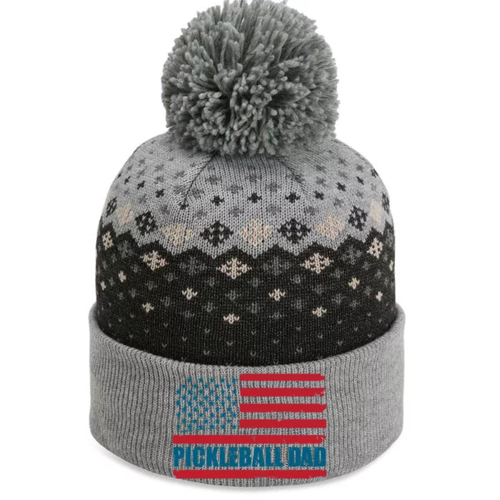 Pickleball Dad American Us Flag Vintage 4th Of July Dad Great Gift The Baniff Cuffed Pom Beanie