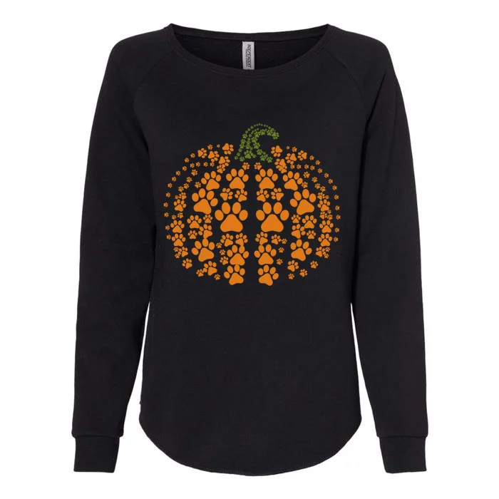 Pumpkin Dog And Cat Paw Print Halloween Funny Gift Womens California Wash Sweatshirt