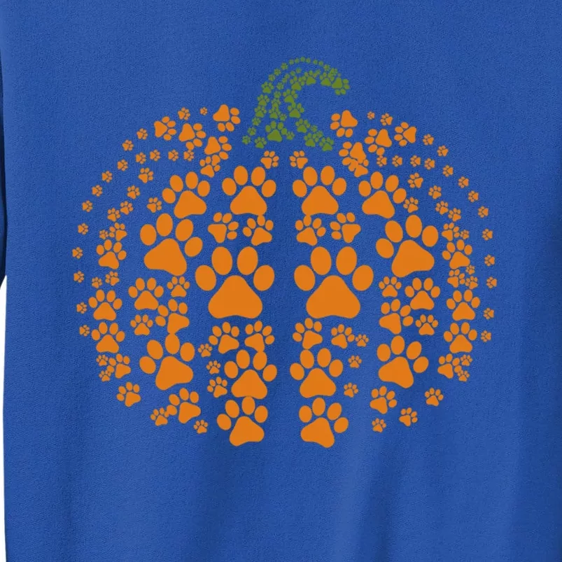 Pumpkin Dog And Cat Paw Print Halloween Funny Gift Sweatshirt