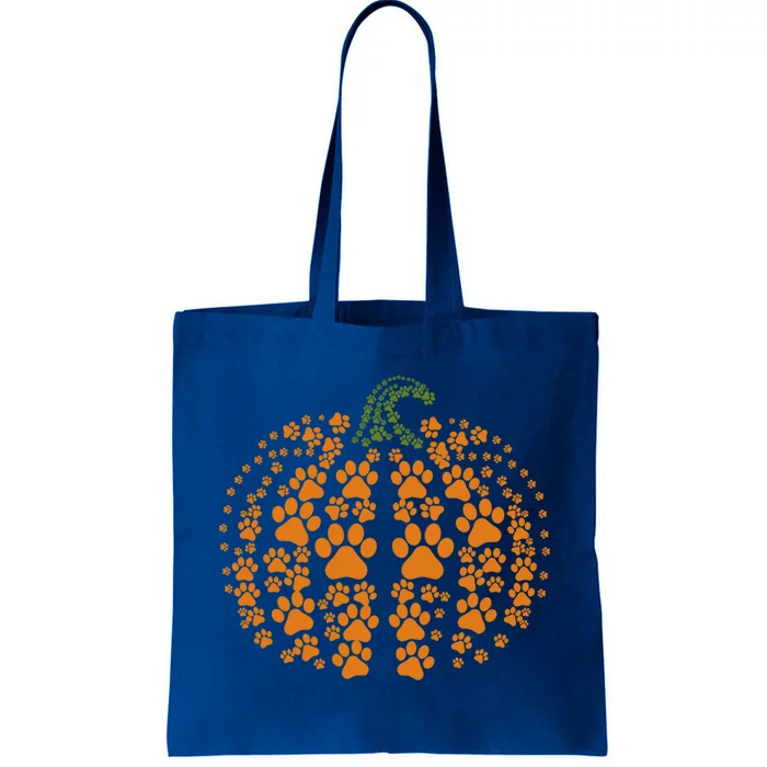 Pumpkin Dog And Cat Paw Print Halloween Funny Gift Tote Bag