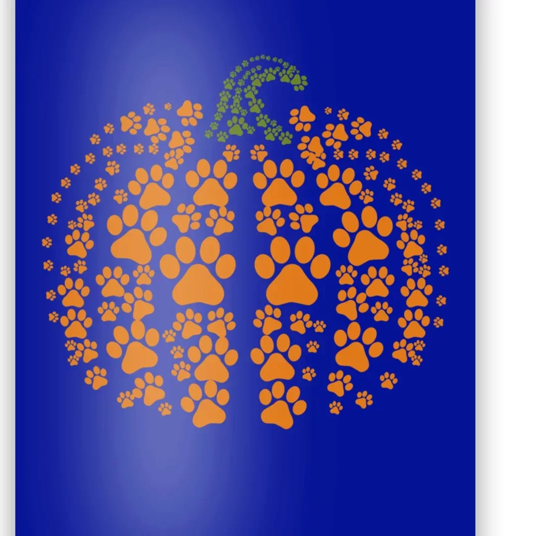 Pumpkin Dog And Cat Paw Print Halloween Funny Gift Poster