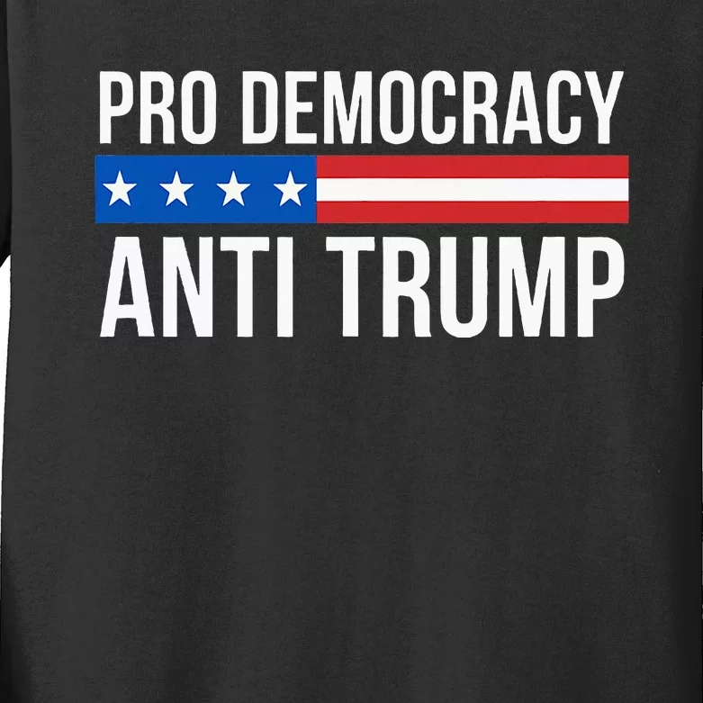 Pro Democracy Anti Trump Kids Long Sleeve Shirt