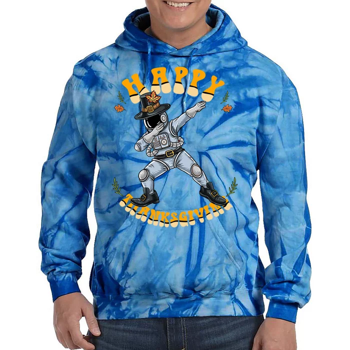 Pilgrim Dabbing Astronaut Happy Thanksgiving Gift Tie Dye Hoodie