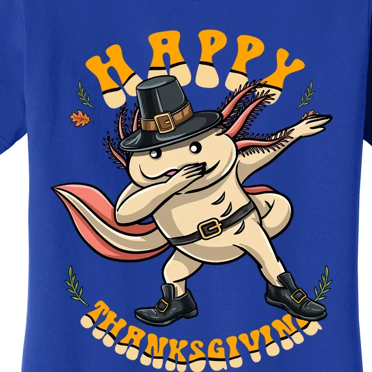 Pilgrim Dabbing Axolotl Happy Thanksgiving Cool Gift Women's T-Shirt