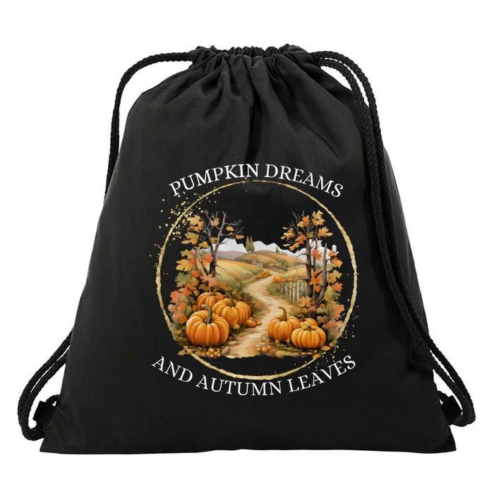 Pumpkin Dreams And Fall Dreams Drawstring Bag