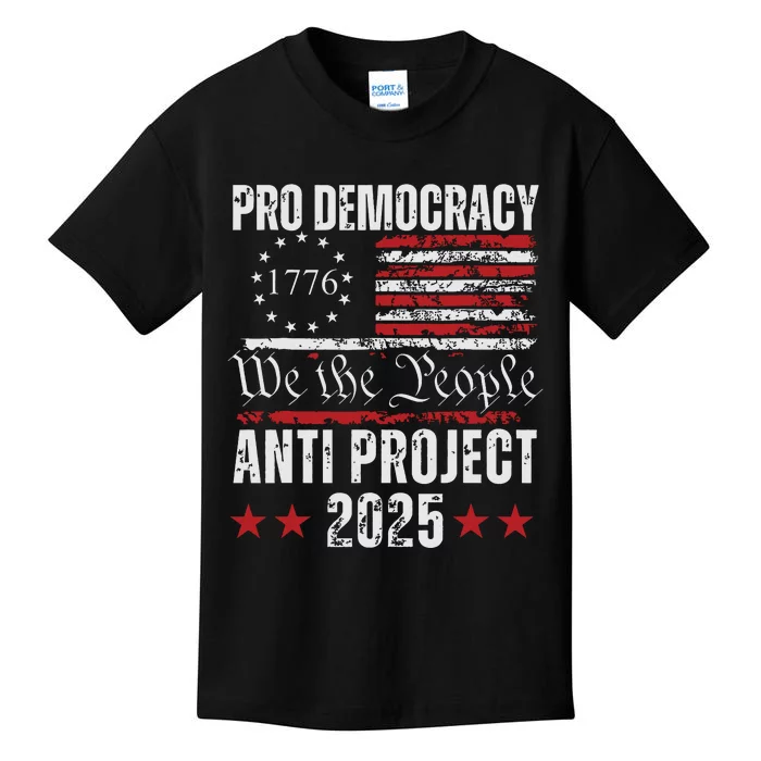 Pro Democracy Anti Project 2025 Stop Project 2025 Anti Trump Kids T-Shirt