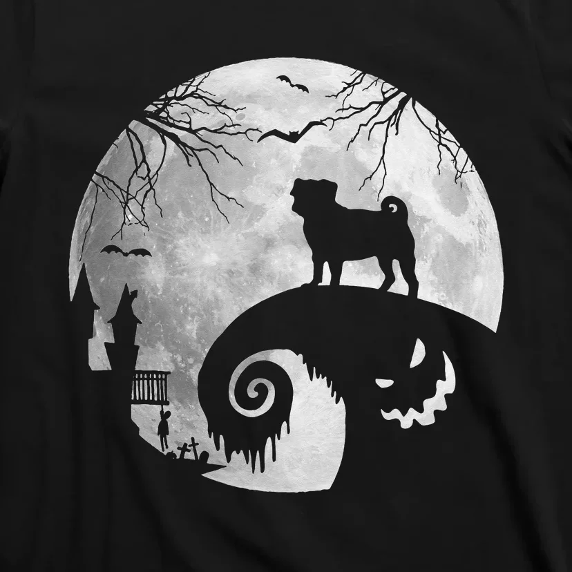 Pug Dog And Moon Halloween Costume Dog Lover Funny Gifts T-Shirt