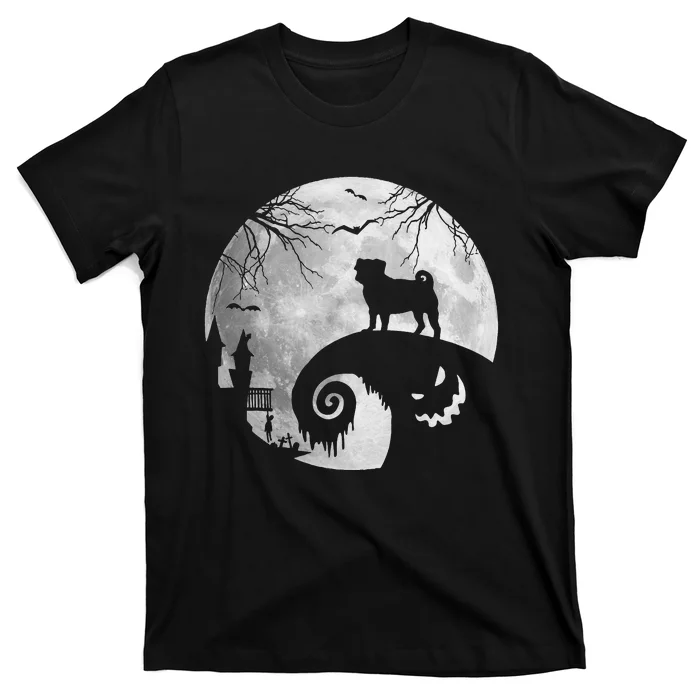 Pug Dog And Moon Halloween Costume Dog Lover Funny Gifts T-Shirt