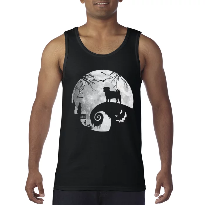 Pug Dog And Moon Halloween Costume Dog Lover Funny Gifts Tank Top