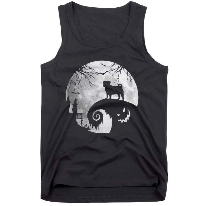 Pug Dog And Moon Halloween Costume Dog Lover Funny Gifts Tank Top