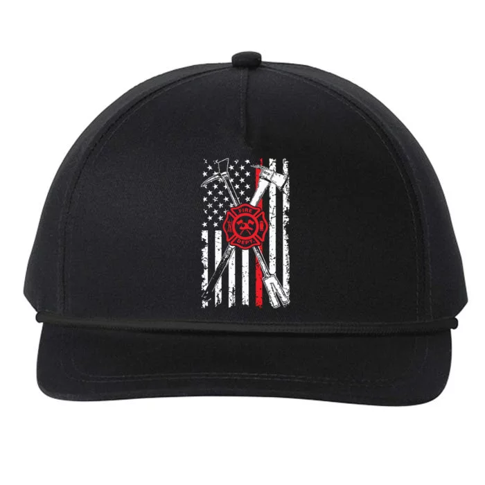 Patriotic Design Axe Halligan Thin Line Red Firefighter Snapback Five-Panel Rope Hat