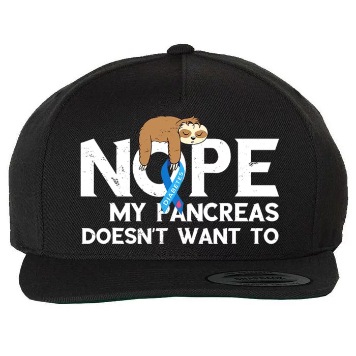 Pancreas Diabetes Awareness Blood Sugar Diabetic Sloth T1D Wool Snapback Cap