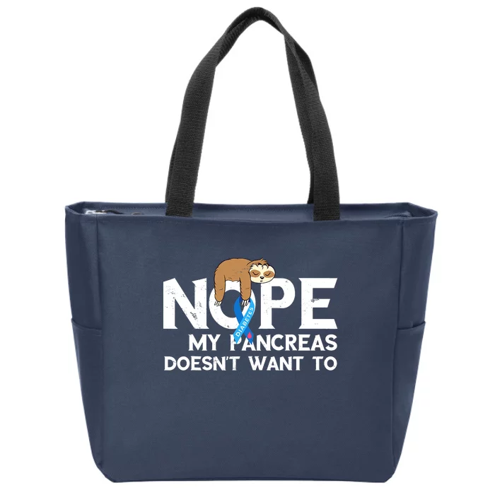 Pancreas Diabetes Awareness Blood Sugar Diabetic Sloth T1D Zip Tote Bag