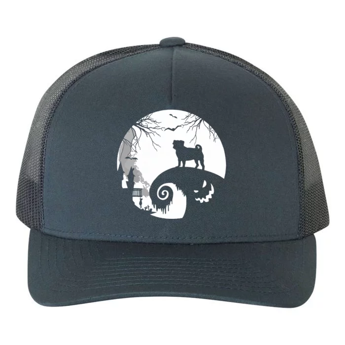 Pug Dog And Moon Halloween Costume Dog Lover Funny Gifts Yupoong Adult 5-Panel Trucker Hat