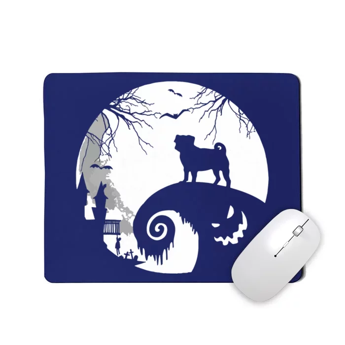 Pug Dog And Moon Halloween Costume Dog Lover Funny Gifts Mousepad