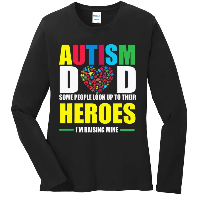 Proud Dad Autism Awareness Family Matching Ladies Long Sleeve Shirt