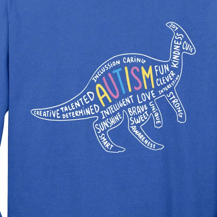 Parasaurolophus Dinosaur Autism Characteristics Walk Meme Gift Tall Long Sleeve T-Shirt