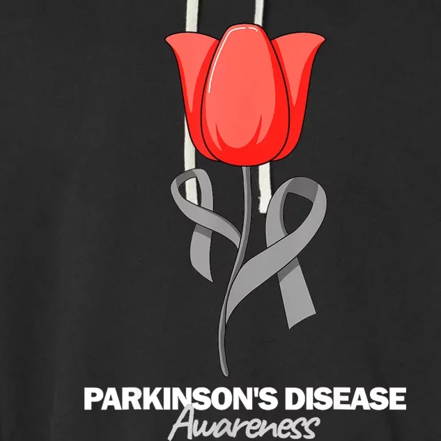 ParkinsonS Disease Awareness April Month Red Tulip Garment-Dyed Fleece Hoodie