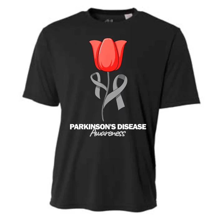 ParkinsonS Disease Awareness April Month Red Tulip Cooling Performance Crew T-Shirt