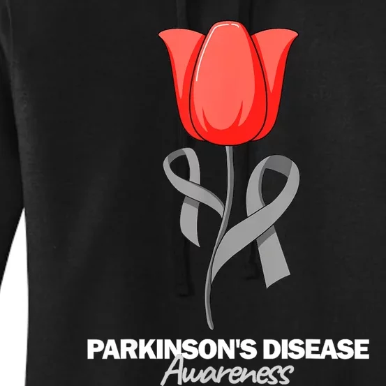 ParkinsonS Disease Awareness April Month Red Tulip Women's Pullover Hoodie