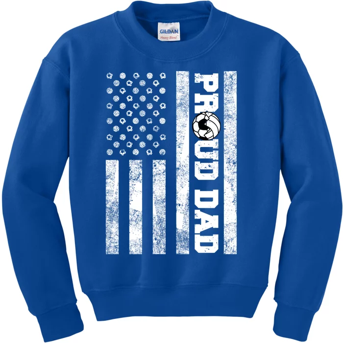 Proud Dad American Flag Funny Soccer Volleyball Player Dad Gift Kids Sweatshirt