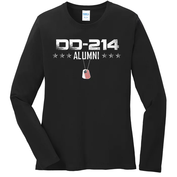 Patriotic DD214 Alumni Dogtag T Military Ladies Long Sleeve Shirt