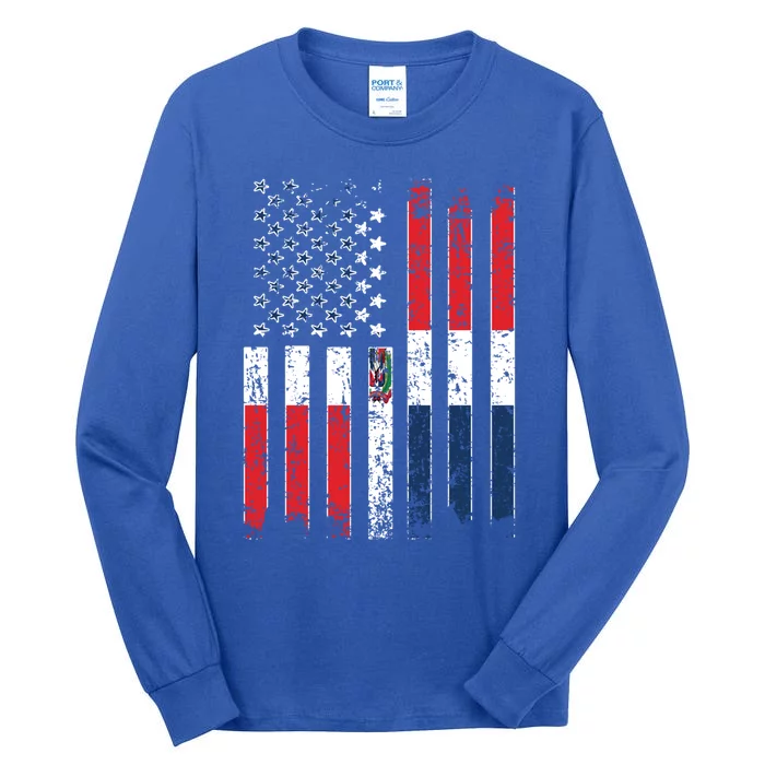 Proud Dominican American Flag Dominican Republic Usa Funny Gift Tall Long Sleeve T-Shirt