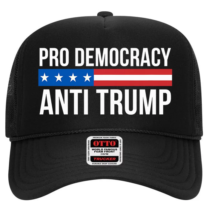 Pro Democracy Anti Trump High Crown Mesh Trucker Hat