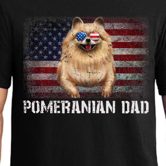 Pomeranian Dad American Pomeranian Dog US Flag 4th Of July Pajama Set