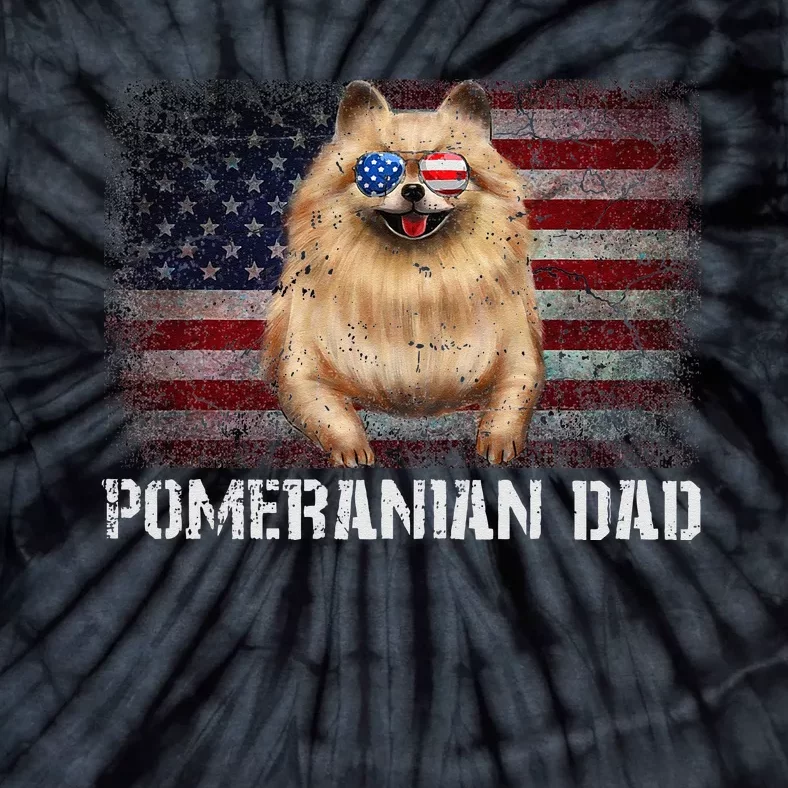 Pomeranian Dad American Pomeranian Dog US Flag 4th Of July Tie-Dye T-Shirt