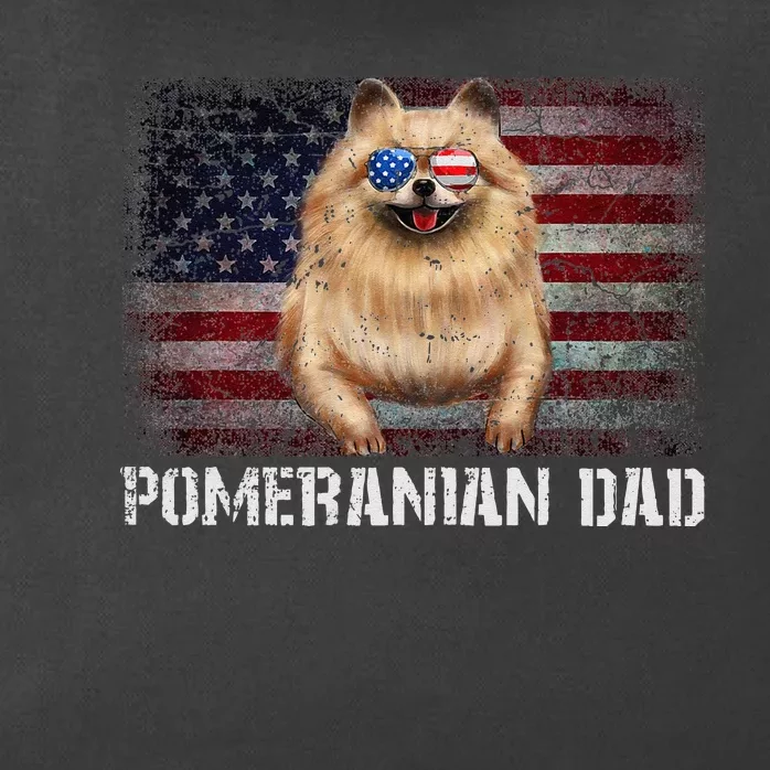 Pomeranian Dad American Pomeranian Dog US Flag 4th Of July Zip Tote Bag