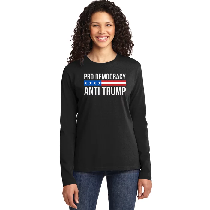 Pro Democracy Anti Trump Ladies Long Sleeve Shirt