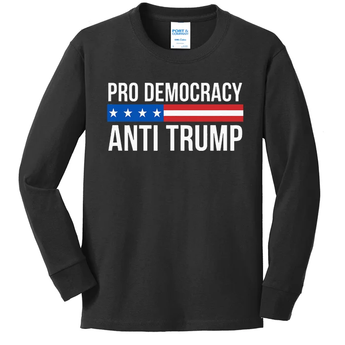 Pro Democracy Anti Trump Kids Long Sleeve Shirt