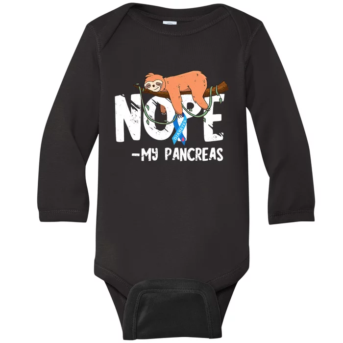 Pancreas Diabetes Awareness Blood Sugar Diabetic Sloth T1D Baby Long Sleeve Bodysuit