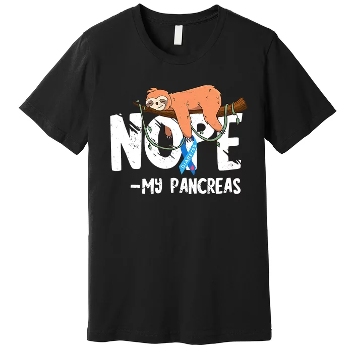 Pancreas Diabetes Awareness Blood Sugar Diabetic Sloth T1D Premium T-Shirt