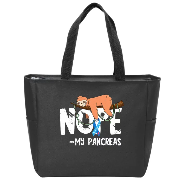 Pancreas Diabetes Awareness Blood Sugar Diabetic Sloth T1D Zip Tote Bag