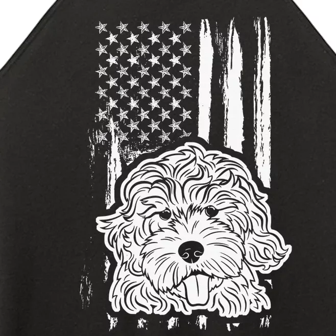 Poodle Dad American Flag Paw Lovers Puppies Dog Owners Women’s Perfect Tri Rocker Tank